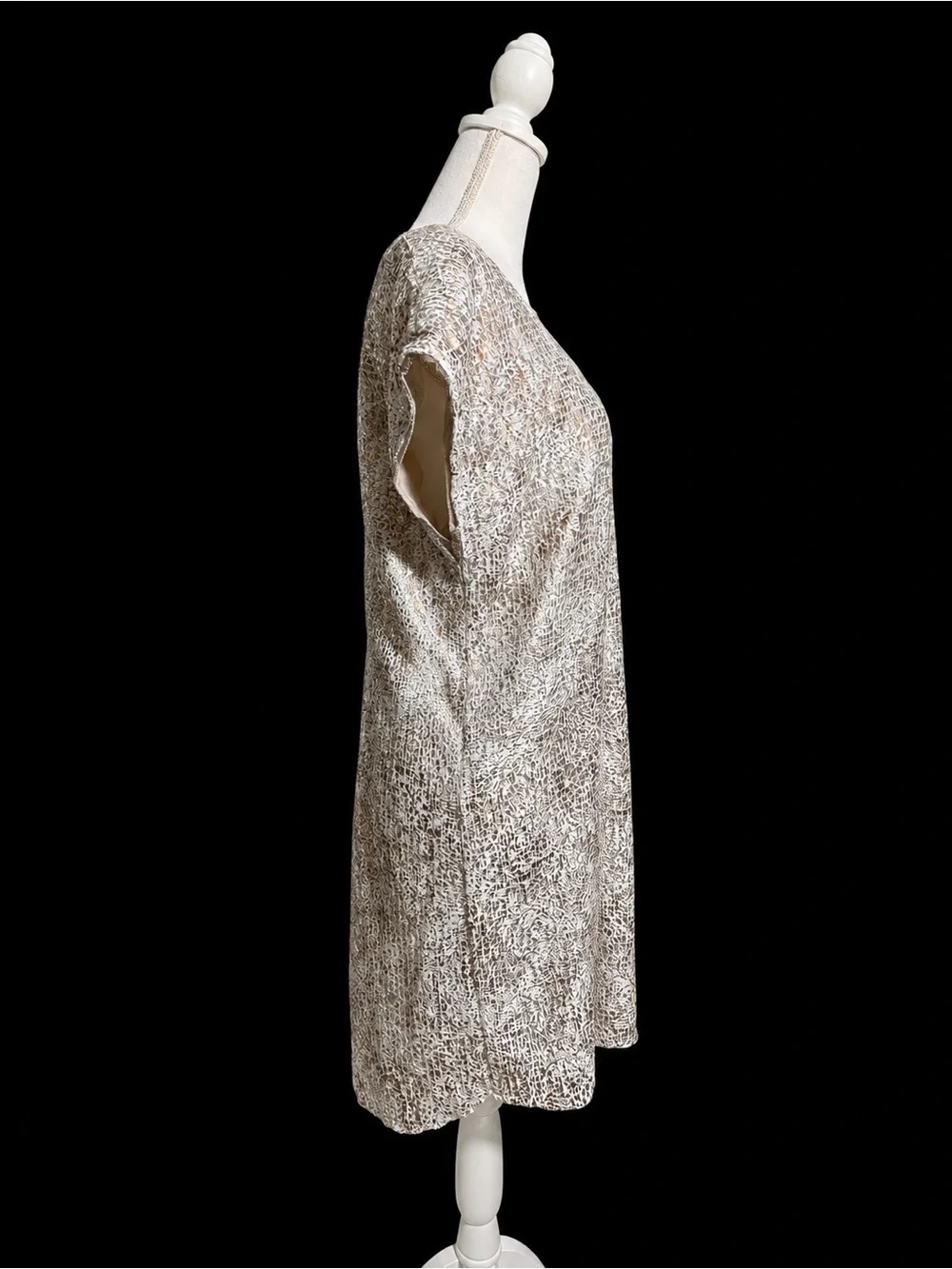 Free People Ivory Combo Sequin Mesh Tunic Mini Dress Size Medium NWT